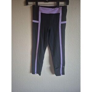 Lululemon Size 2 Black & Lavender Purple Colorblock Crop Leggings